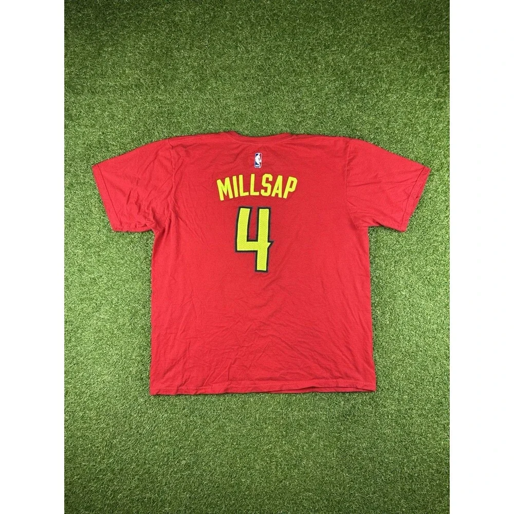 Adidas Mens Atlanta Hawks Paul Millsap #4 Player Shirt Red Ultimate tee size XL